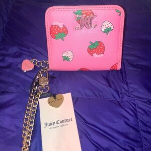 Juicy Couture Pink Strawberry Gold Chain Wallet NWT
